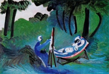 Le peintre et son modele dans un paysage III 1963 cubisme Pablo Picasso Peinture à l'huile